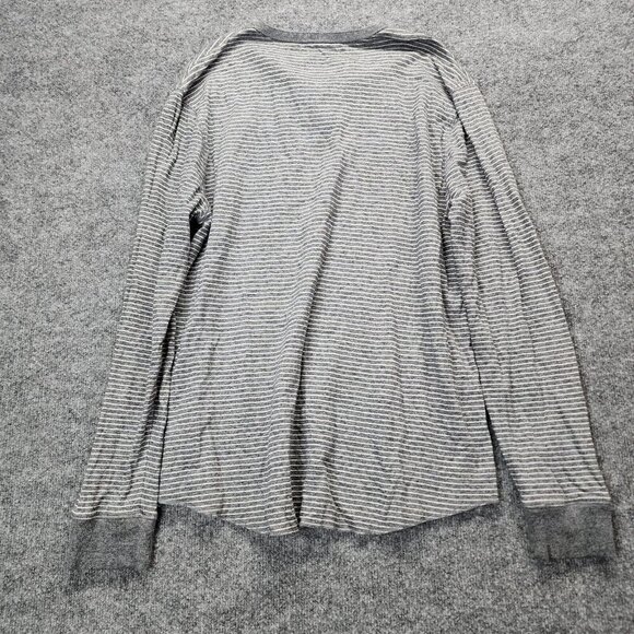 Madewell Men's Doubledown Henley Tee in Gray Stripe Cotton Size XL - Picture 10 of 14